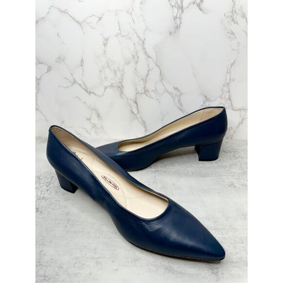 Amalfi Pumps Womens Size 12.5 Blue Pavone Slip On Leather Pointed Toe‎ Heels New - Picture 6 of 13